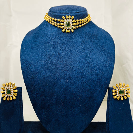 Triple Charm Greenstone Choker